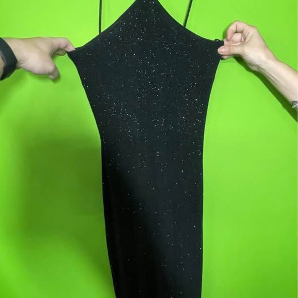 Betsy & Adam Small Size Small Black Glitter Fringe Mini Dress - Picture 1 of 5